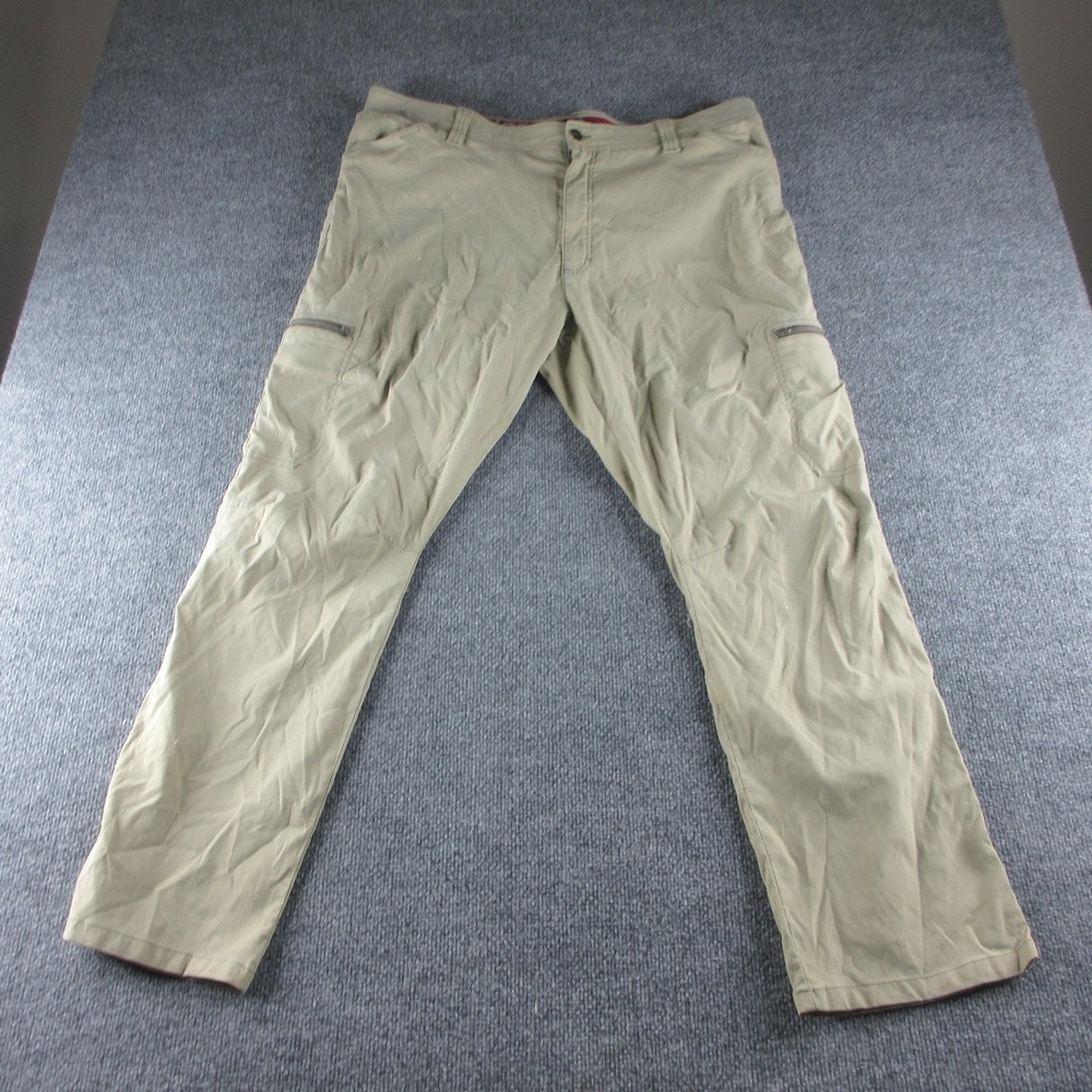 Wrangler Pants Mens 42x30 Beige‎ Nylon Stretch Hiking Zip Pocket Lightweight